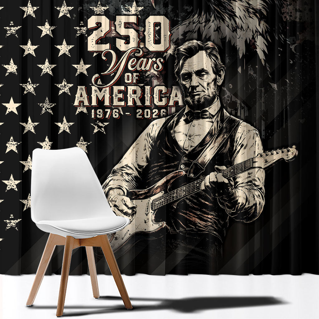 America 250th Anniversary Window Curtain Abraham Lincoln Playing Guitar 4th July