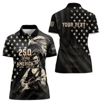 Personalized America 250th Anniversary Women Polo Shirt Abraham Lincoln Playing Guitar 4th July