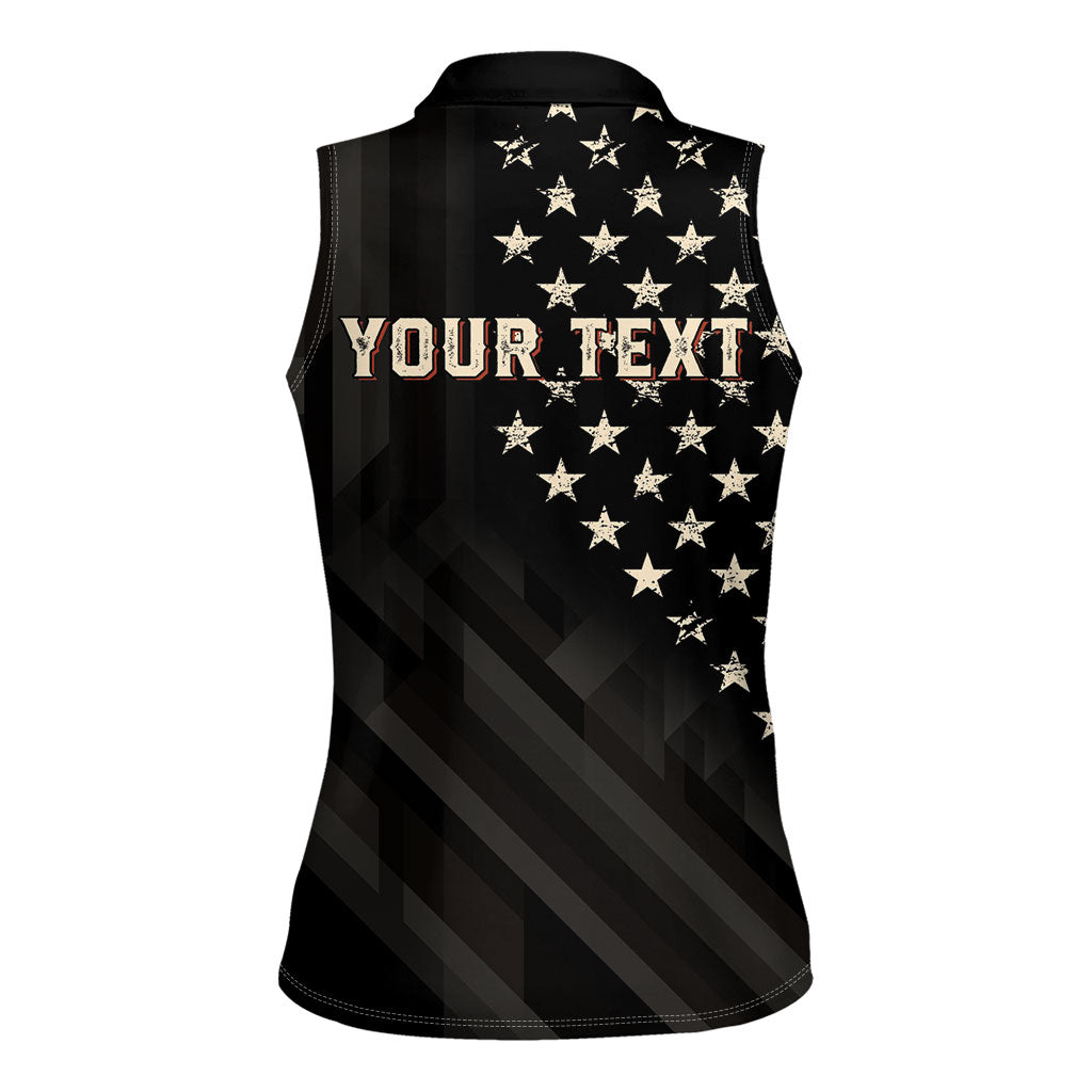 Personalized America 250th Anniversary Women Sleeveless Polo Shirt Abraham Lincoln Playing Guitar 4th July