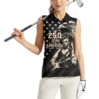 Personalized America 250th Anniversary Women Sleeveless Polo Shirt Abraham Lincoln Playing Guitar 4th July