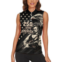 Personalized America 250th Anniversary Women Sleeveless Polo Shirt Abraham Lincoln Playing Guitar 4th July