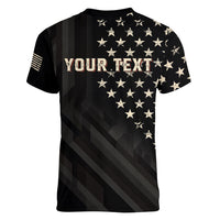 Personalized America 250th Anniversary Women V-Neck T-Shirt Abraham Lincoln Playing Guitar 4th July