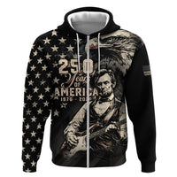 Personalized America 250th Anniversary Zip Hoodie Abraham Lincoln Playing Guitar 4th July