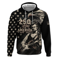 Personalized America 250th Anniversary Zip Hoodie Abraham Lincoln Playing Guitar 4th July