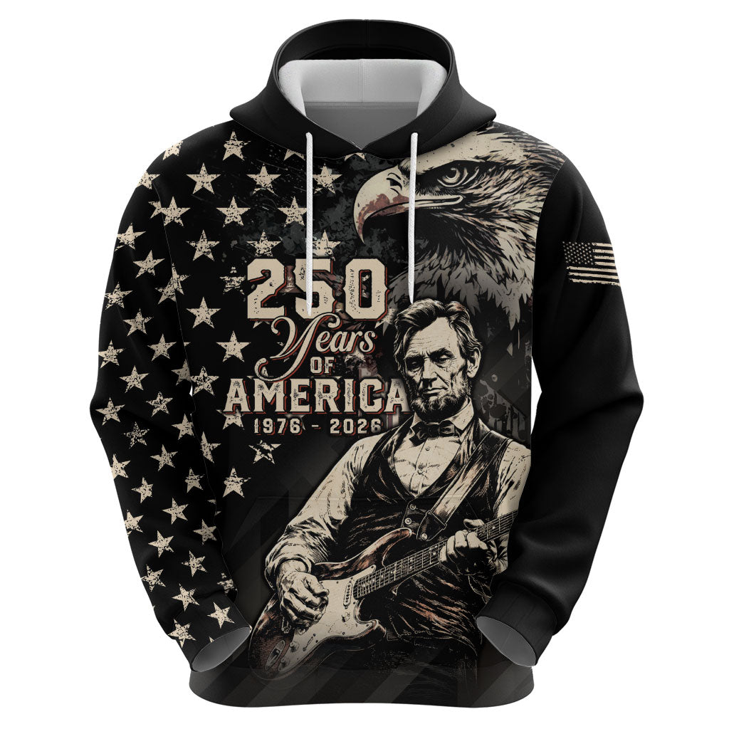 Personalized America 250th Anniversary Zip Hoodie Abraham Lincoln Playing Guitar 4th July
