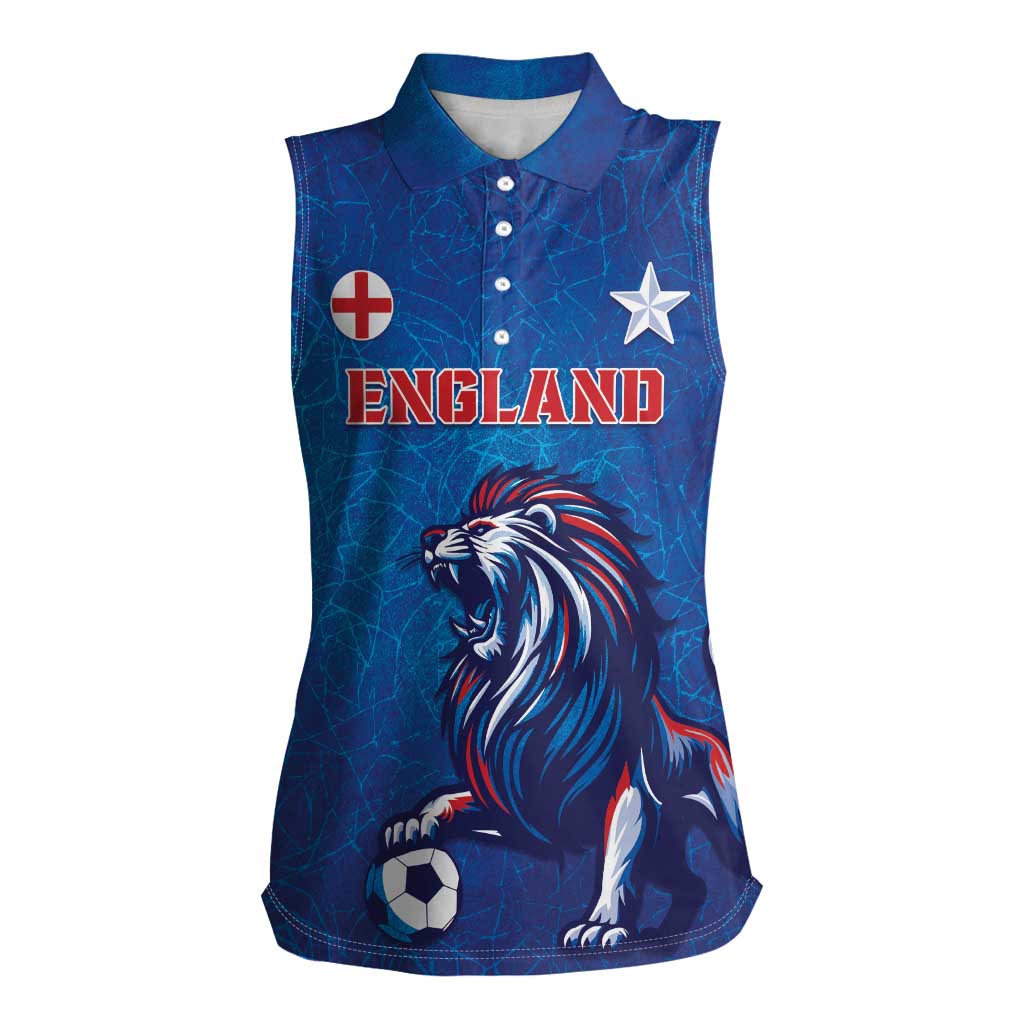 Custom England 2024 Football Women Sleeveless Polo Shirt Go Champions Lionesses LT05 - Wonder Print Shop