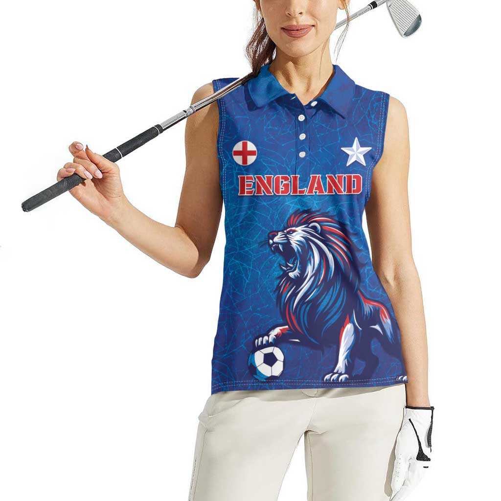 Custom England 2024 Football Women Sleeveless Polo Shirt Go Champions Lionesses LT05 - Wonder Print Shop