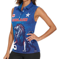 Custom England 2024 Football Women Sleeveless Polo Shirt Go Champions Lionesses LT05 - Wonder Print Shop