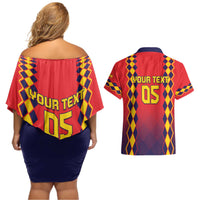 Custom Spain 2024 Football Couples Matching Off Shoulder Short Dress and Hawaiian Shirt Go Champions La Roja Simple Style LT05 - Wonder Print Shop