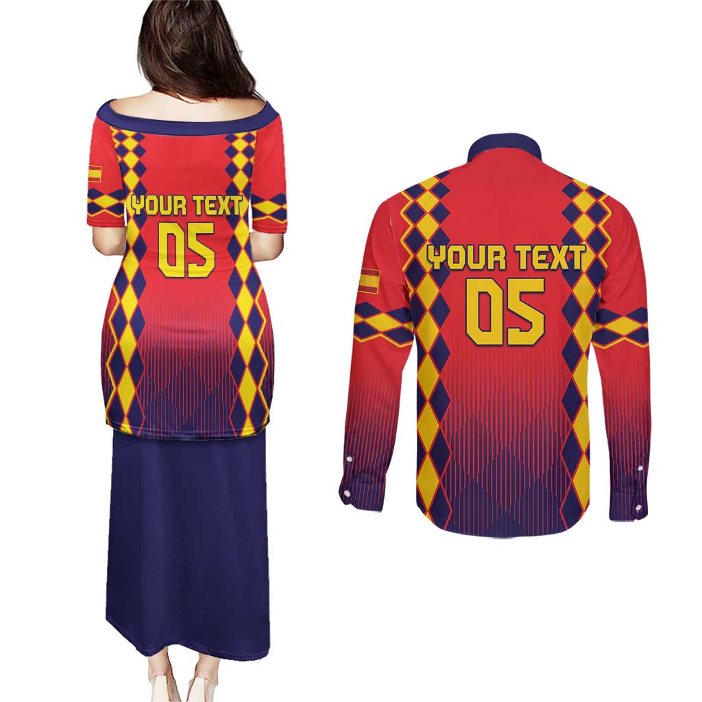 Custom Spain 2024 Football Couples Matching Puletasi and Long Sleeve Button Shirt Go Champions La Roja Simple Style LT05 - Wonder Print Shop