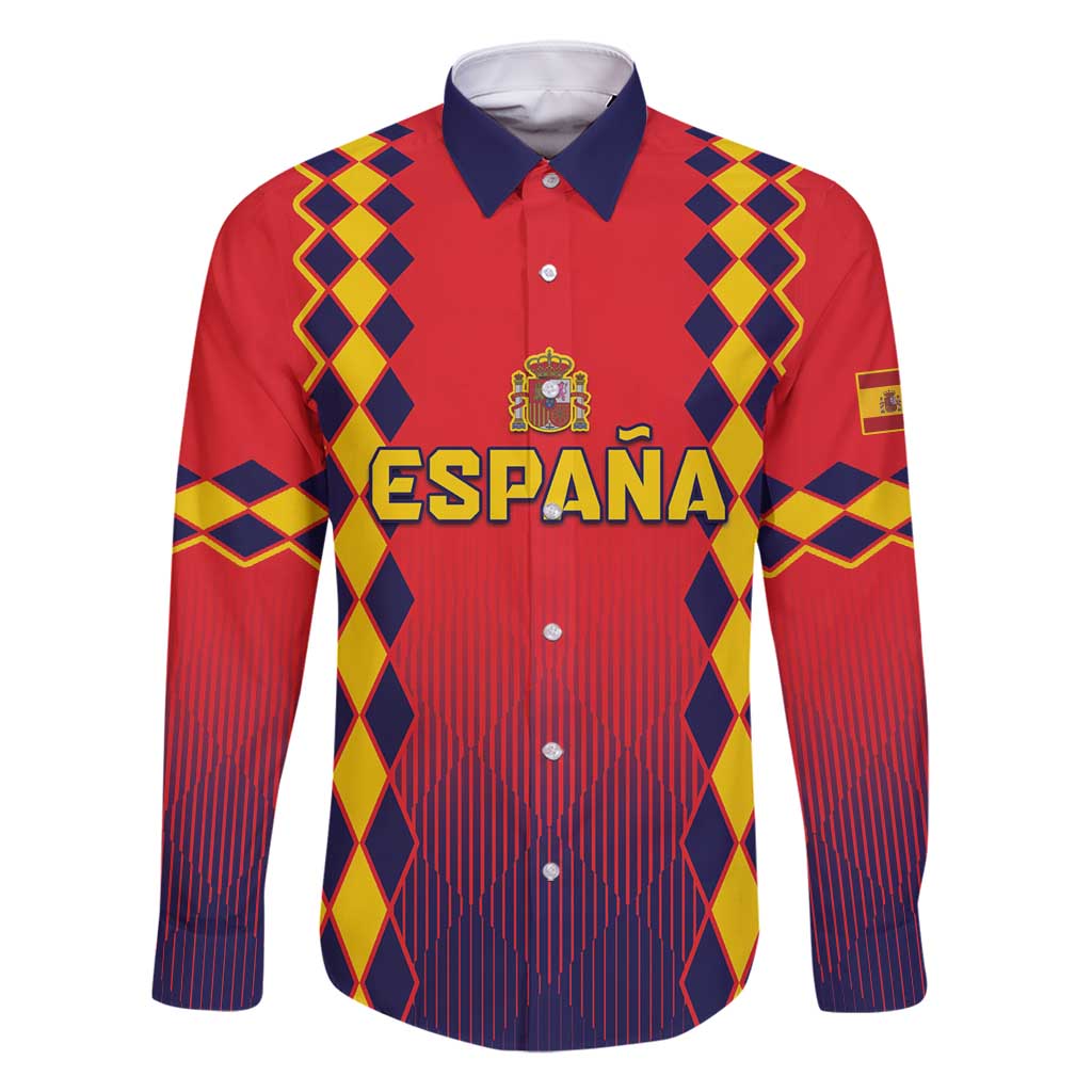 Custom Spain 2024 Football Family Matching Long Sleeve Bodycon Dress and Hawaiian Shirt Go Champions La Roja Simple Style LT05 - Wonder Print Shop