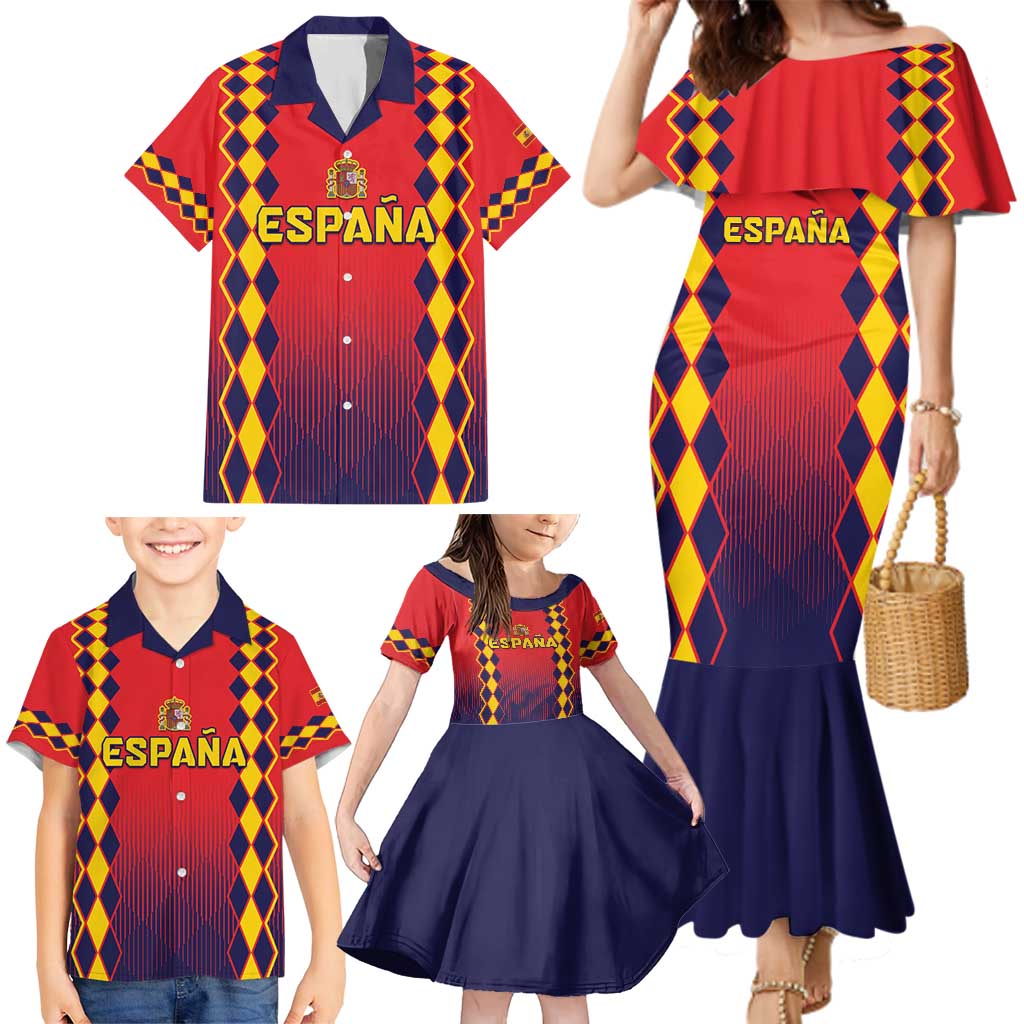 Custom Spain 2024 Football Family Matching Mermaid Dress and Hawaiian Shirt Go Champions La Roja Simple Style LT05 - Wonder Print Shop