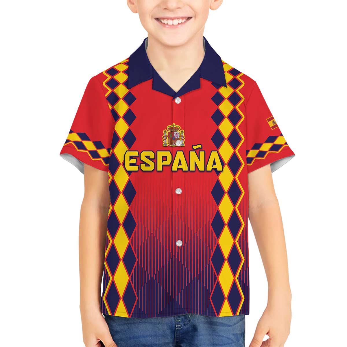 Custom Spain 2024 Football Family Matching Off The Shoulder Long Sleeve Dress and Hawaiian Shirt Go Champions La Roja Simple Style LT05 - Wonder Print Shop