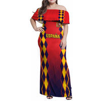 Custom Spain 2024 Football Family Matching Off Shoulder Maxi Dress and Hawaiian Shirt Go Champions La Roja Simple Style LT05 - Wonder Print Shop