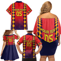 Custom Spain 2024 Football Family Matching Off Shoulder Short Dress and Hawaiian Shirt Go Champions La Roja Simple Style LT05 - Wonder Print Shop