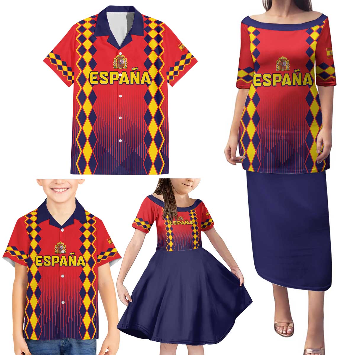 Custom Spain 2024 Football Family Matching Puletasi and Hawaiian Shirt Go Champions La Roja Simple Style LT05 - Wonder Print Shop