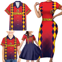 Custom Spain 2024 Football Family Matching Short Sleeve Bodycon Dress and Hawaiian Shirt Go Champions La Roja Simple Style LT05 - Wonder Print Shop