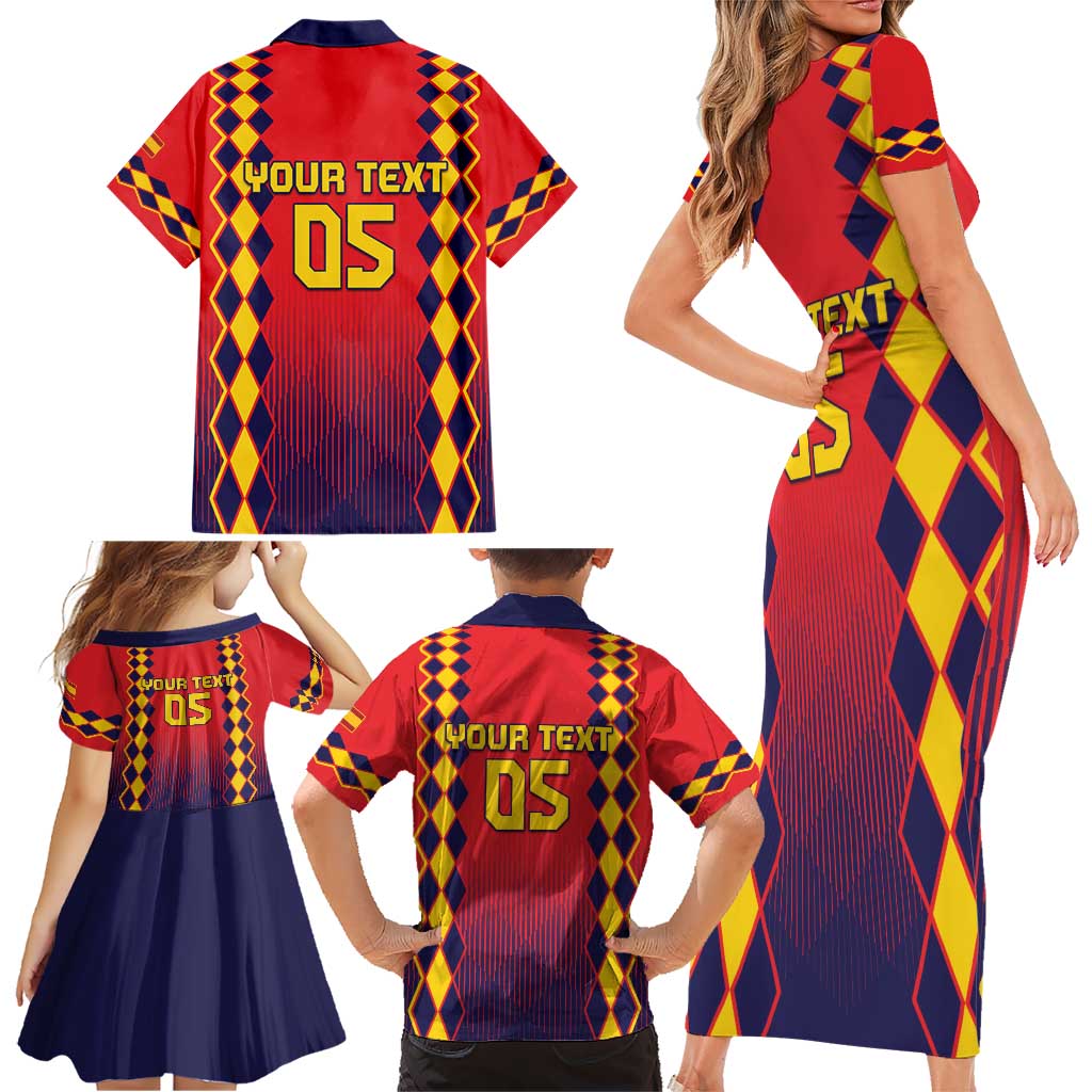 Custom Spain 2024 Football Family Matching Short Sleeve Bodycon Dress and Hawaiian Shirt Go Champions La Roja Simple Style LT05 - Wonder Print Shop