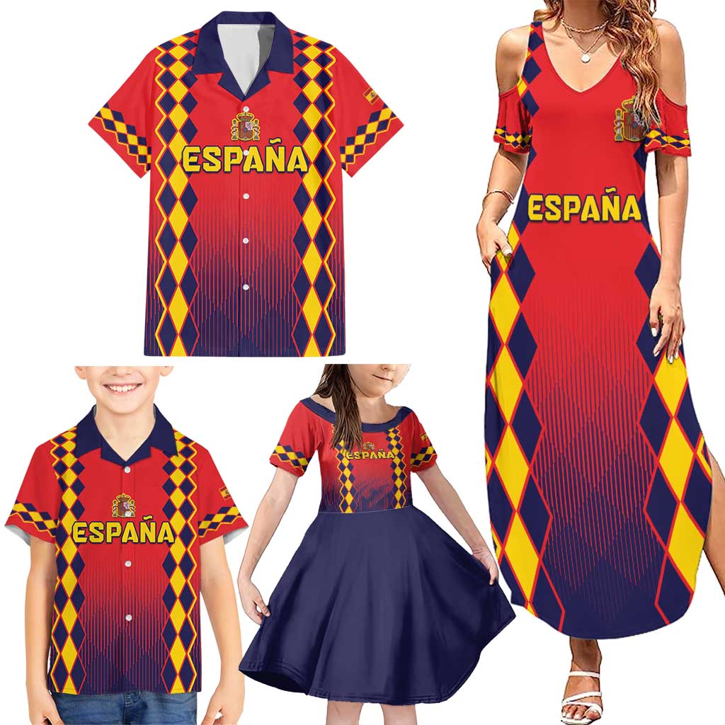 Custom Spain 2024 Football Family Matching Summer Maxi Dress and Hawaiian Shirt Go Champions La Roja Simple Style LT05 - Wonder Print Shop