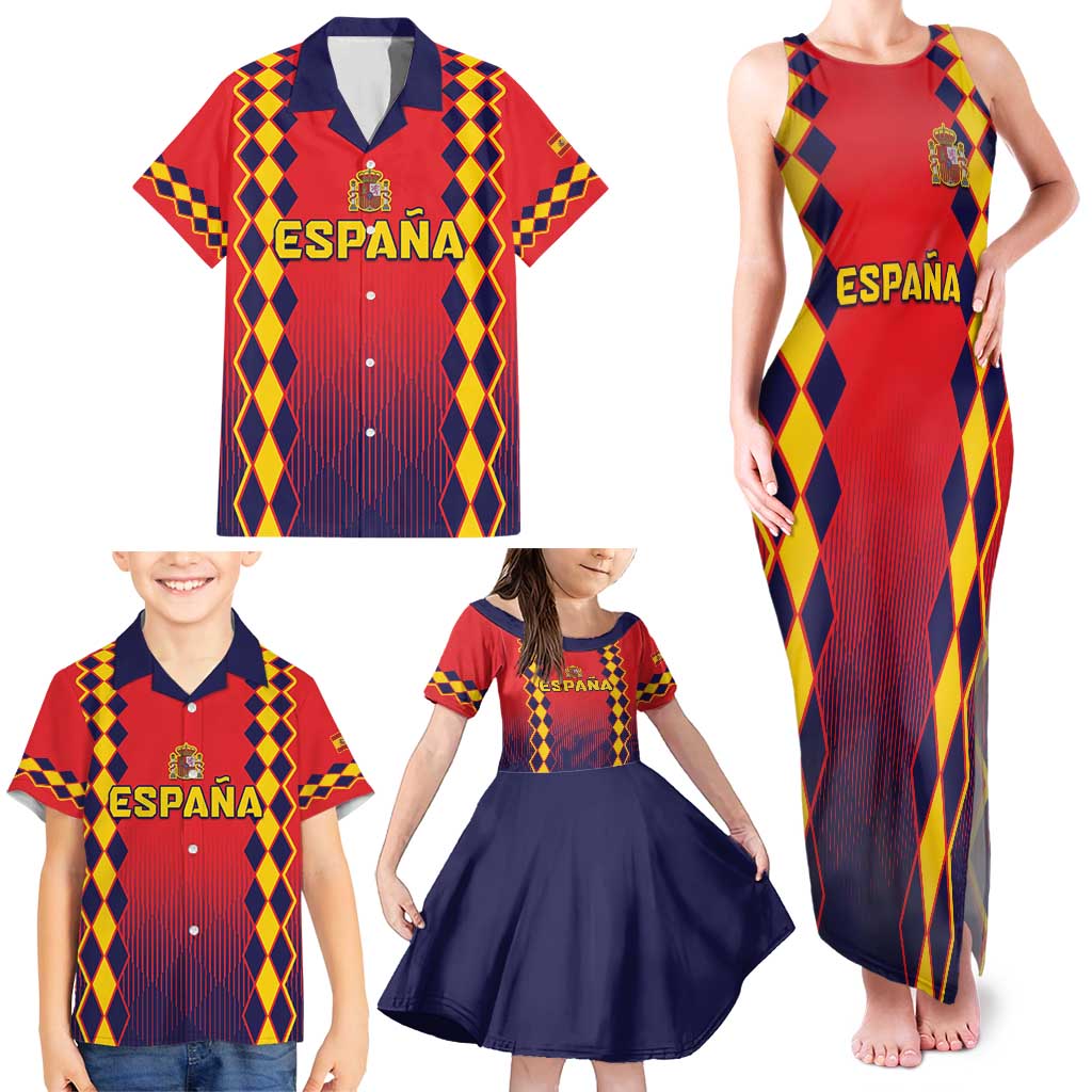 Custom Spain 2024 Football Family Matching Tank Maxi Dress and Hawaiian Shirt Go Champions La Roja Simple Style LT05 - Wonder Print Shop