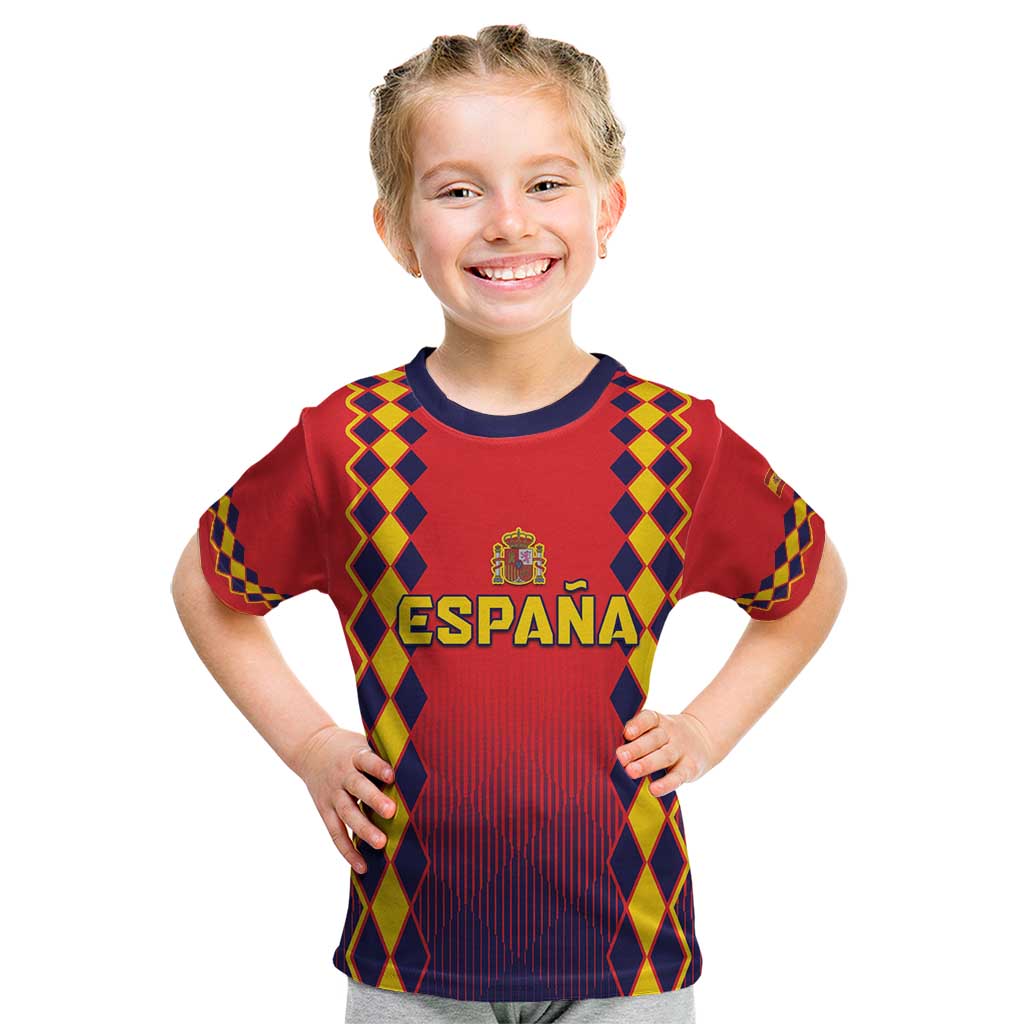 Custom Spain 2024 Football Kid T Shirt Go Champions La Roja Simple Style LT05 - Wonder Print Shop