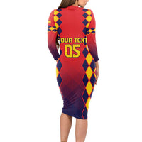 Custom Spain 2024 Football Long Sleeve Bodycon Dress Go Champions La Roja Simple Style LT05 - Wonder Print Shop