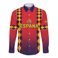 Custom Spain 2024 Football Long Sleeve Button Shirt Go Champions La Roja Simple Style LT05 - Wonder Print Shop