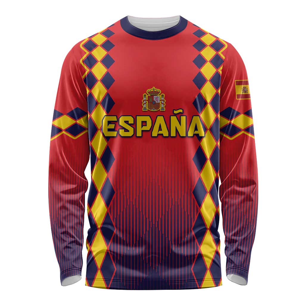 Custom Spain 2024 Football Long Sleeve Shirt Go Champions La Roja Simple Style LT05 - Wonder Print Shop