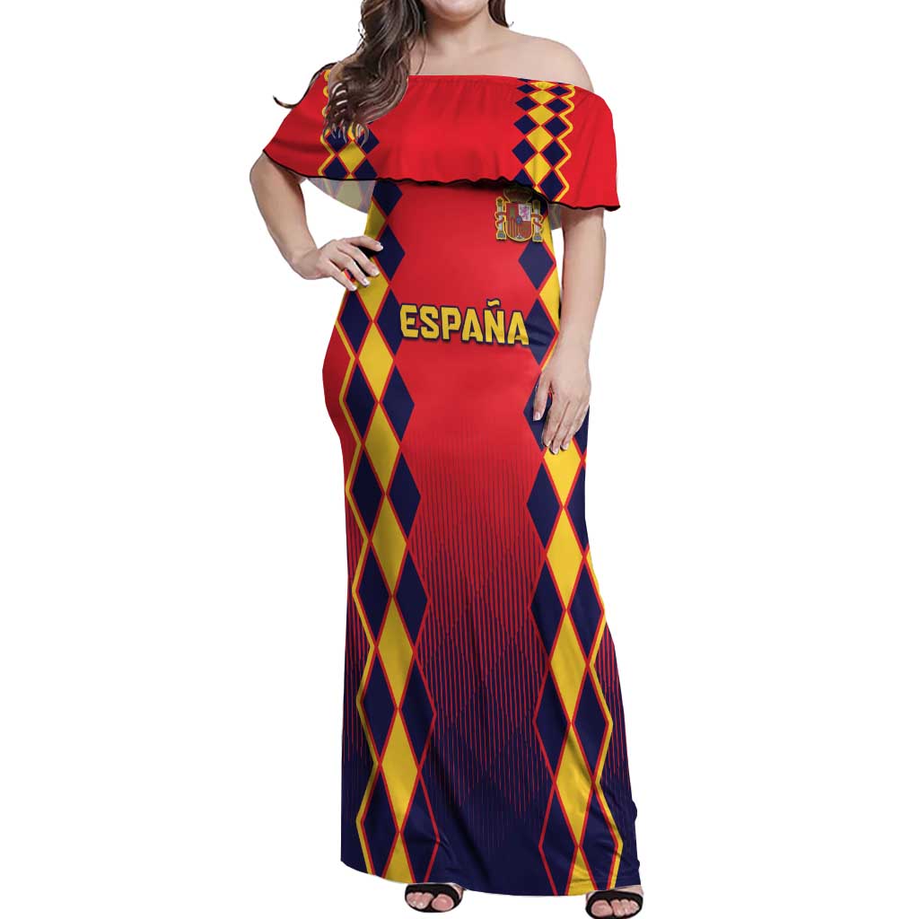 Custom Spain 2024 Football Off Shoulder Maxi Dress Go Champions La Roja Simple Style LT05 - Wonder Print Shop