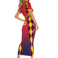 Custom Spain 2024 Football Short Sleeve Bodycon Dress Go Champions La Roja Simple Style LT05 - Wonder Print Shop