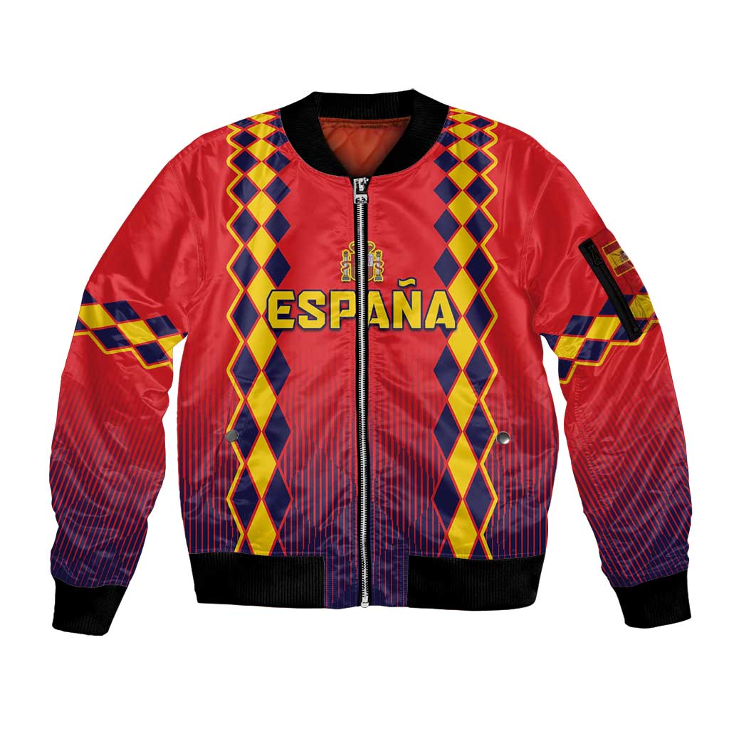 Custom Spain 2024 Football Sleeve Zip Bomber Jacket Go Champions La Roja Simple Style LT05 - Wonder Print Shop
