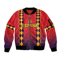 Custom Spain 2024 Football Sleeve Zip Bomber Jacket Go Champions La Roja Simple Style LT05 - Wonder Print Shop