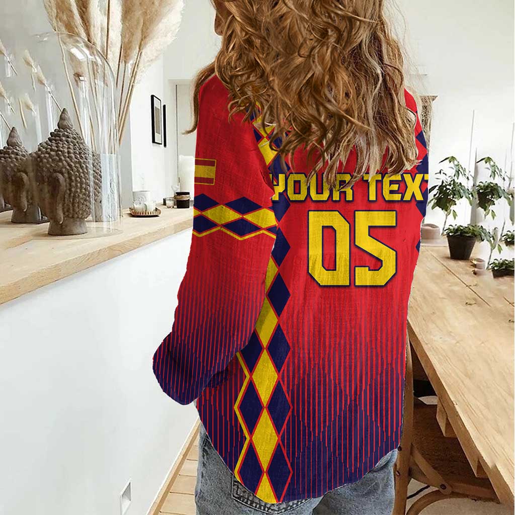 Custom Spain 2024 Football Women Casual Shirt Go Champions La Roja Simple Style LT05 - Wonder Print Shop