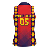 Custom Spain 2024 Football Women Sleeveless Polo Shirt Go Champions La Roja Simple Style LT05 - Wonder Print Shop