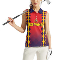 Custom Spain 2024 Football Women Sleeveless Polo Shirt Go Champions La Roja Simple Style LT05 - Wonder Print Shop