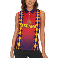 Custom Spain 2024 Football Women Sleeveless Polo Shirt Go Champions La Roja Simple Style LT05 - Wonder Print Shop
