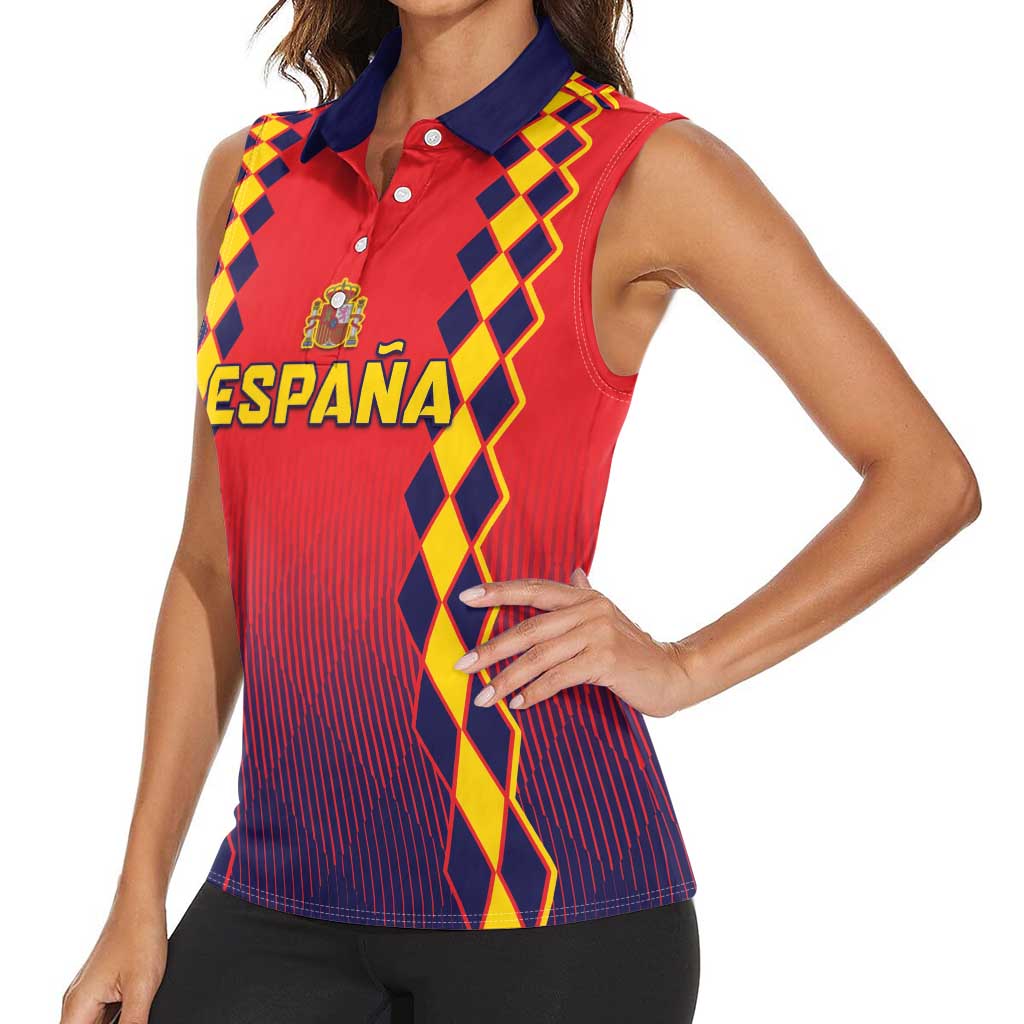 Custom Spain 2024 Football Women Sleeveless Polo Shirt Go Champions La Roja Simple Style LT05 - Wonder Print Shop