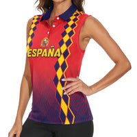 Custom Spain 2024 Football Women Sleeveless Polo Shirt Go Champions La Roja Simple Style LT05 - Wonder Print Shop