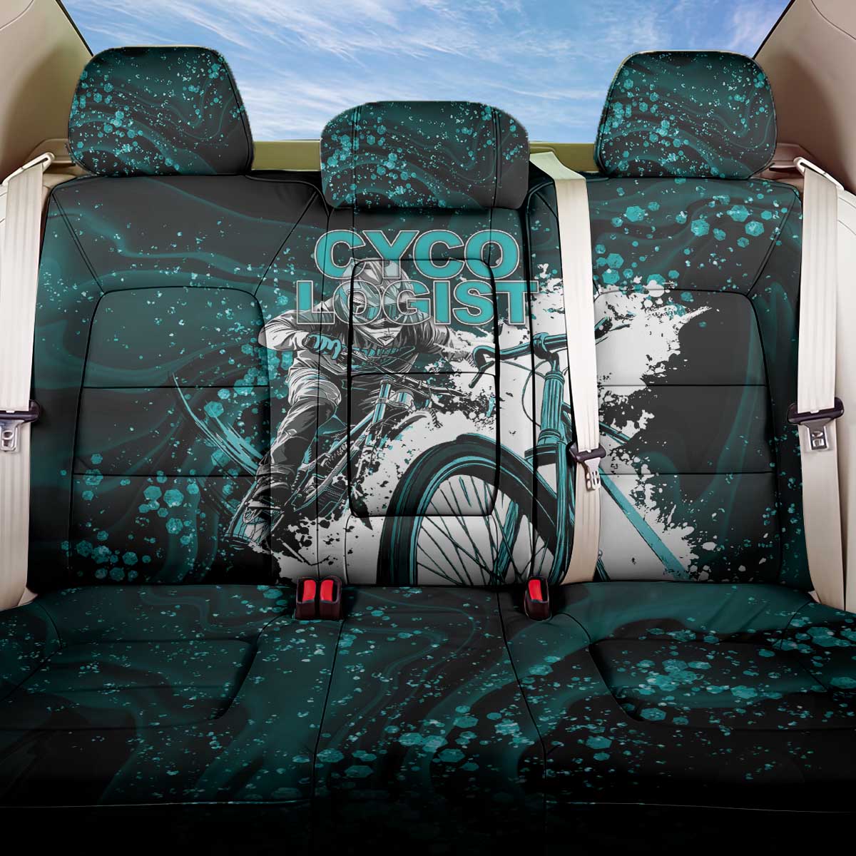 Cycologist Cycling Back Car Seat Cover Grunge Style - Wonder Print Shop