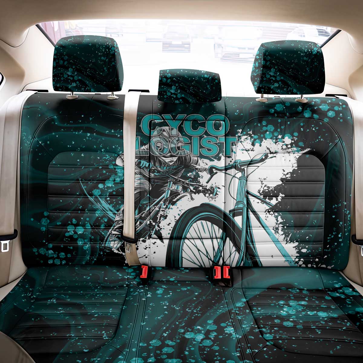 Cycologist Cycling Back Car Seat Cover Grunge Style - Wonder Print Shop