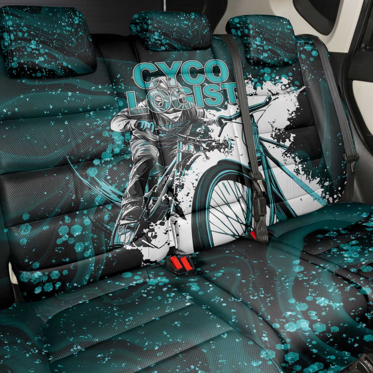 Cycologist Cycling Back Car Seat Cover Grunge Style - Wonder Print Shop