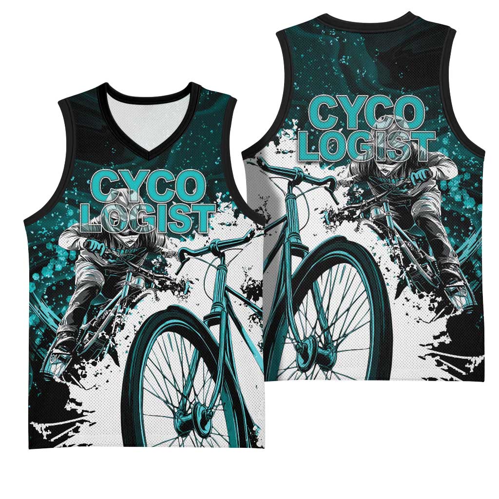 Cycologist Cycling Basketball Jersey Grunge Style - Wonder Print Shop
