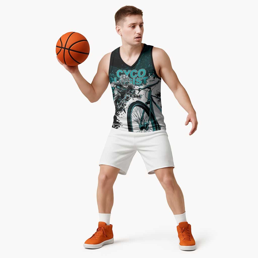 Cycologist Cycling Basketball Jersey Grunge Style - Wonder Print Shop