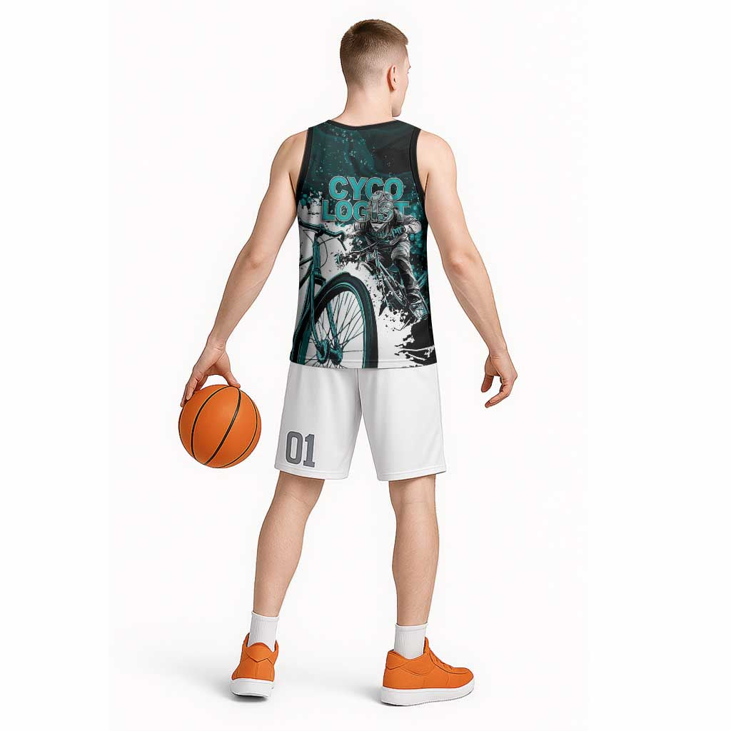 Cycologist Cycling Basketball Jersey Grunge Style - Wonder Print Shop