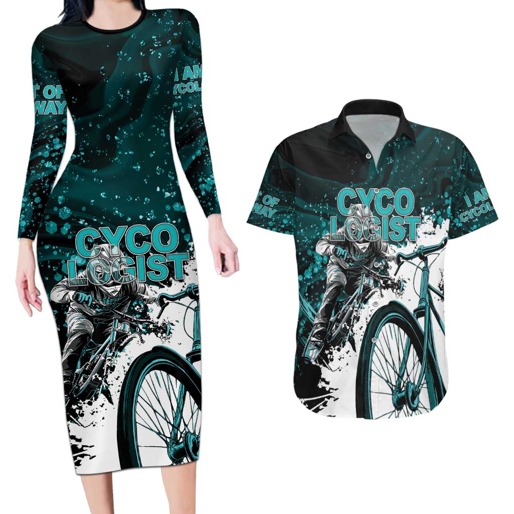 Cycologist Cycling Couples Matching Long Sleeve Bodycon Dress and Hawaiian Shirt Grunge Style - Wonder Print Shop
