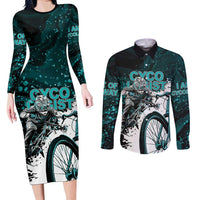 Cycologist Cycling Couples Matching Long Sleeve Bodycon Dress and Long Sleeve Button Shirt Grunge Style - Wonder Print Shop