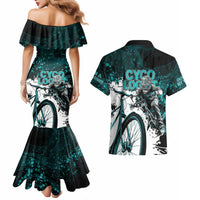 Cycologist Cycling Couples Matching Mermaid Dress and Hawaiian Shirt Grunge Style - Wonder Print Shop