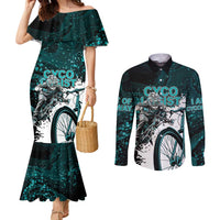 Cycologist Cycling Couples Matching Mermaid Dress and Long Sleeve Button Shirt Grunge Style - Wonder Print Shop