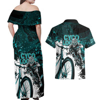 Cycologist Cycling Couples Matching Off Shoulder Maxi Dress and Hawaiian Shirt Grunge Style - Wonder Print Shop