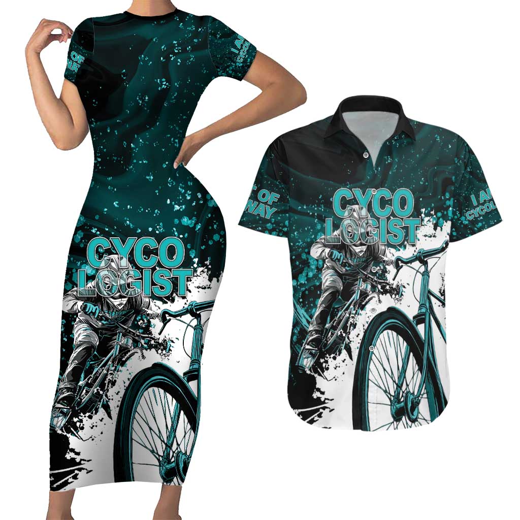 Cycologist Cycling Couples Matching Short Sleeve Bodycon Dress and Hawaiian Shirt Grunge Style - Wonder Print Shop